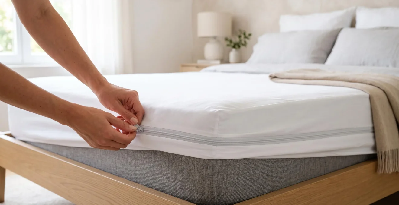 Installation d'une housse de protection étanche sur matelas pour prévenir les réinfestations de punaises de lit